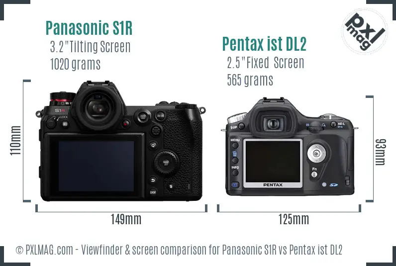 Panasonic S1R vs Pentax ist DL2 Screen and Viewfinder comparison