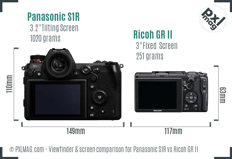 Panasonic S1R vs Ricoh GR II Screen and Viewfinder comparison