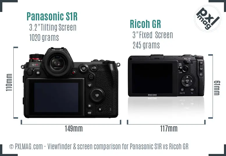 Panasonic S1R vs Ricoh GR Screen and Viewfinder comparison