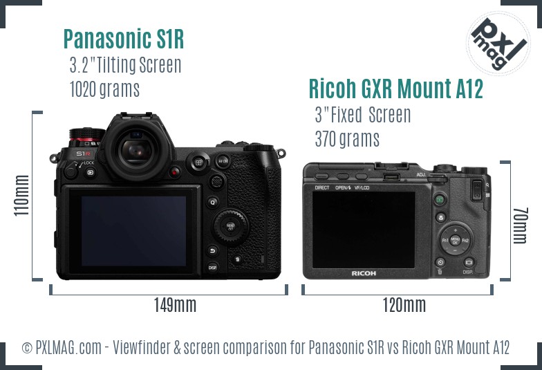 Panasonic S1R vs Ricoh GXR Mount A12 Screen and Viewfinder comparison