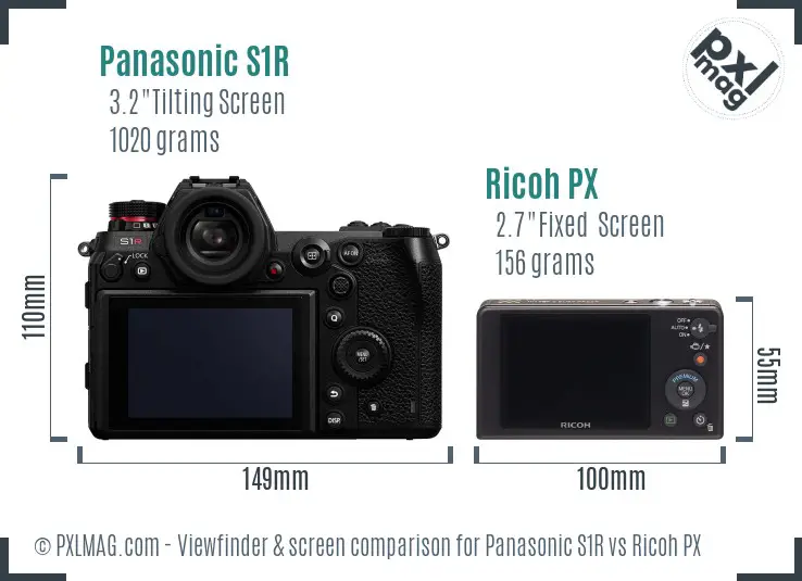 Panasonic S1R vs Ricoh PX Screen and Viewfinder comparison