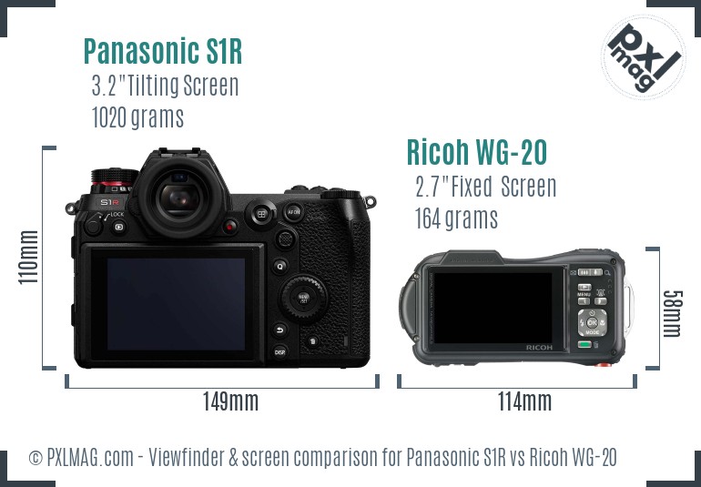 Panasonic S1R vs Ricoh WG-20 Screen and Viewfinder comparison