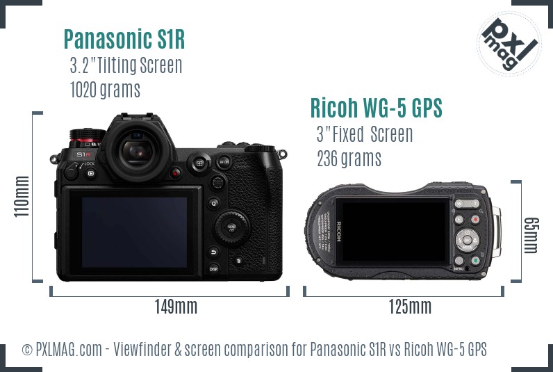 Panasonic S1R vs Ricoh WG-5 GPS Screen and Viewfinder comparison