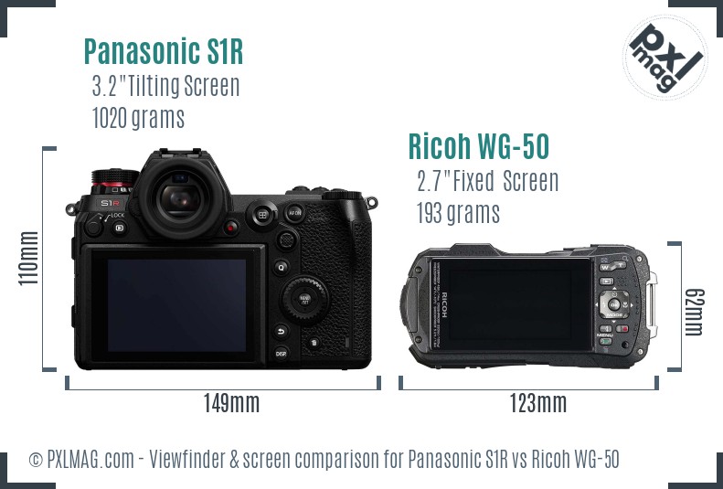 Panasonic S1R vs Ricoh WG-50 Screen and Viewfinder comparison