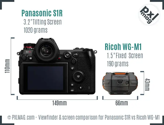 Panasonic S1R vs Ricoh WG-M1 Screen and Viewfinder comparison