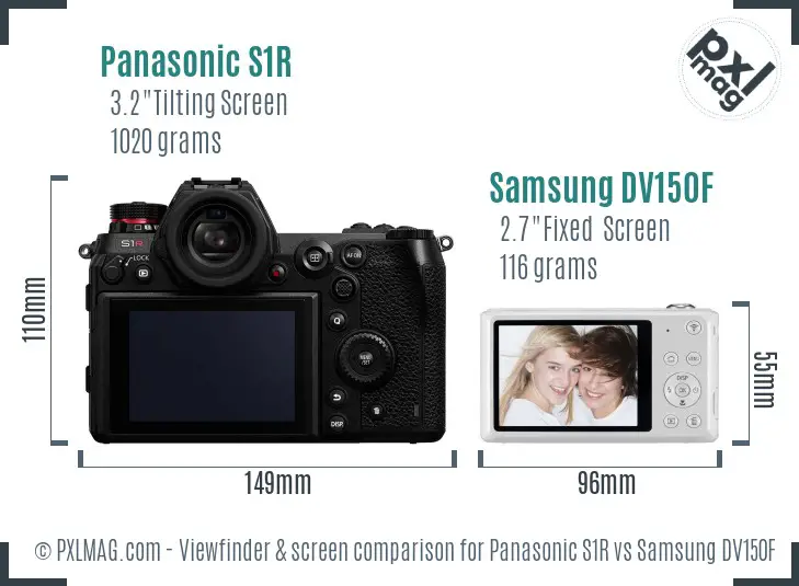 Panasonic S1R vs Samsung DV150F Screen and Viewfinder comparison