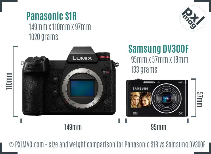 Panasonic S1R vs Samsung DV300F size comparison Panasonic S1R vs Samsung DV300F size comparison