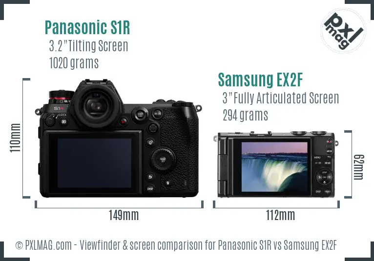 Panasonic S1R vs Samsung EX2F Screen and Viewfinder comparison