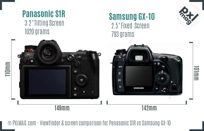 Panasonic S1R vs Samsung GX-10 Screen and Viewfinder comparison