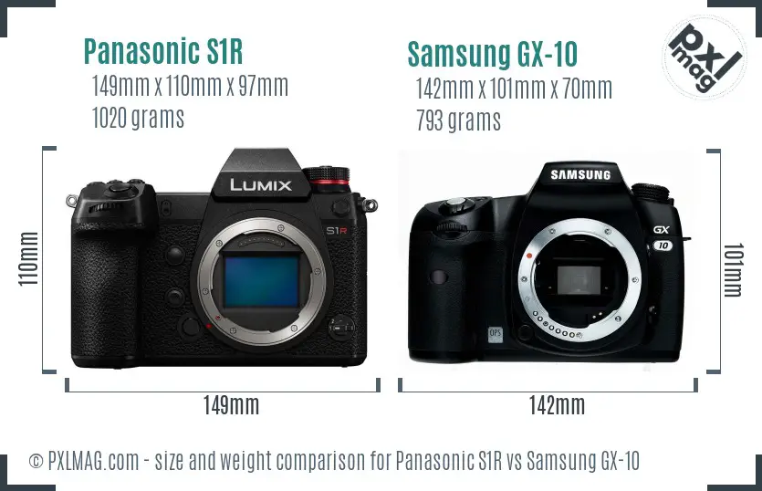 Panasonic S1R vs Samsung GX-10 size comparison