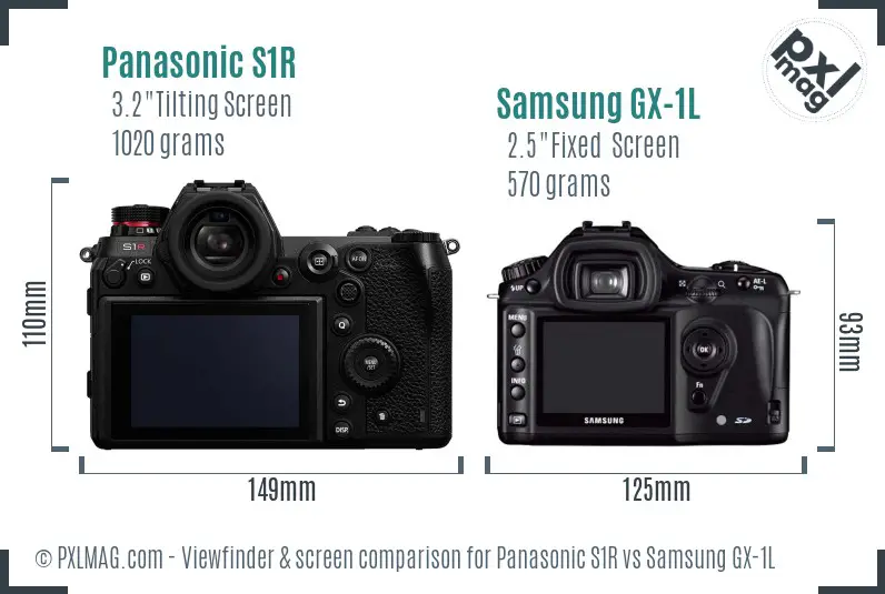 Panasonic S1R vs Samsung GX-1L Screen and Viewfinder comparison