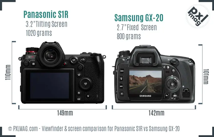 Panasonic S1R vs Samsung GX-20 Screen and Viewfinder comparison