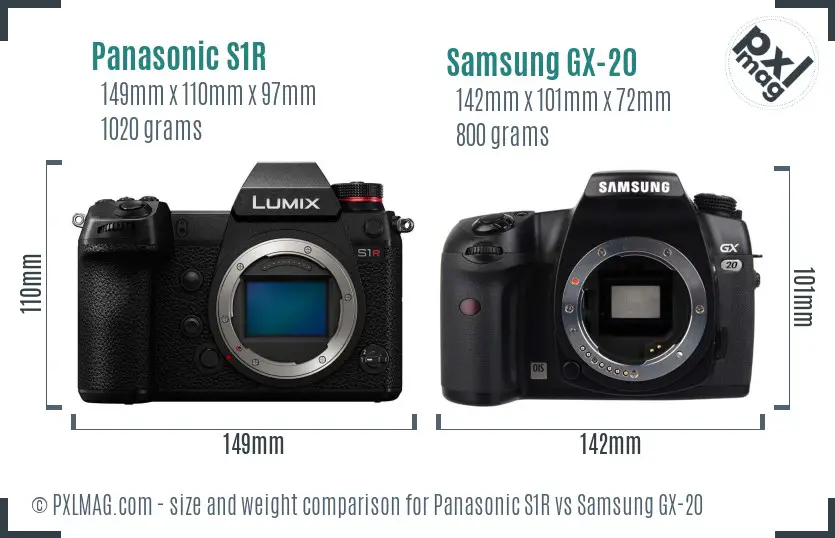 Panasonic S1R vs Samsung GX-20 size comparison