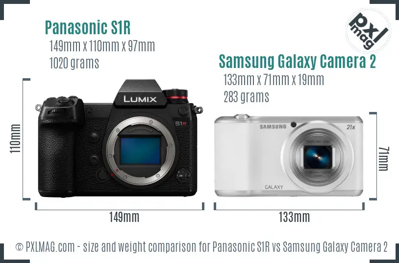 Panasonic S1R vs Samsung Galaxy Camera 2 size comparison