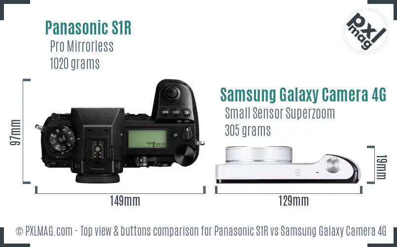 Panasonic S1R vs Samsung Galaxy Camera 4G top view buttons comparison