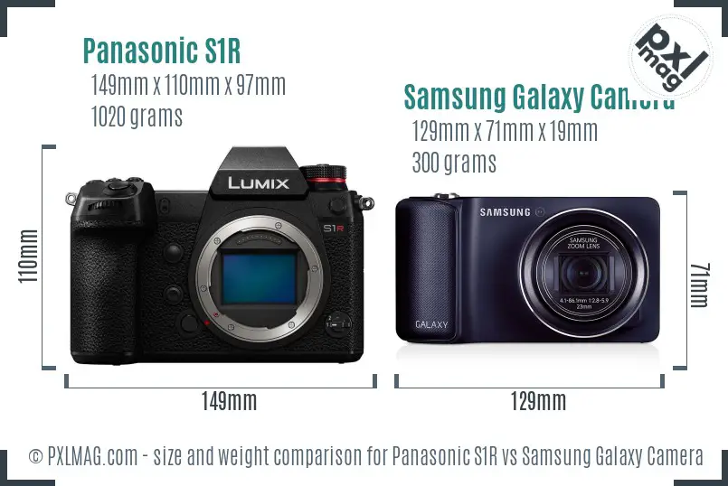 Panasonic S1R vs Samsung Galaxy Camera size comparison