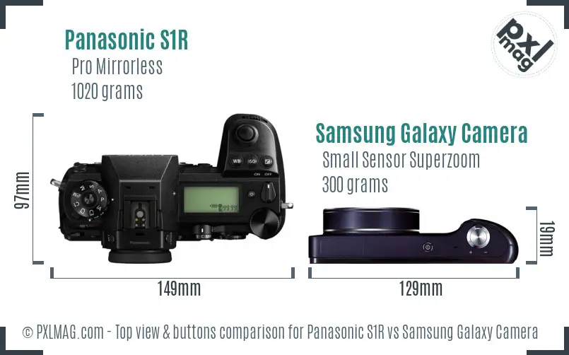Panasonic S1R vs Samsung Galaxy Camera top view buttons comparison