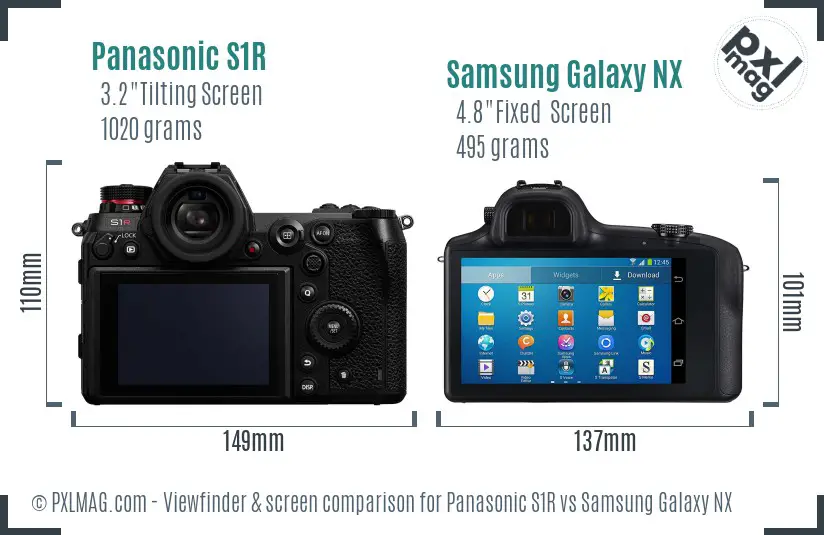 Panasonic S1R vs Samsung Galaxy NX Screen and Viewfinder comparison