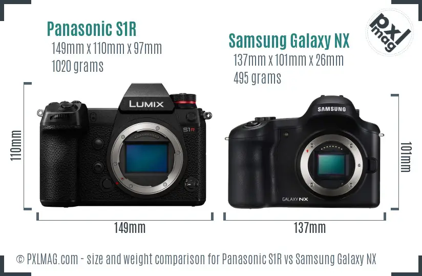 Panasonic S1R vs Samsung Galaxy NX size comparison