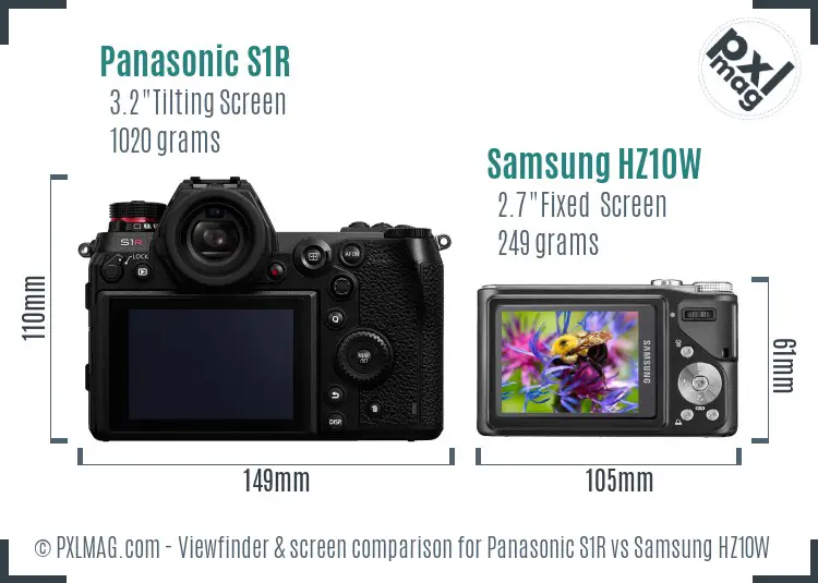 Panasonic S1R vs Samsung HZ10W Screen and Viewfinder comparison