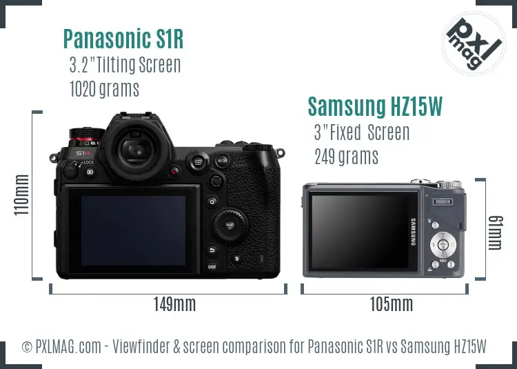 Panasonic S1R vs Samsung HZ15W Screen and Viewfinder comparison Panasonic S1R vs Samsung HZ15W Screen and Viewfinder comparison