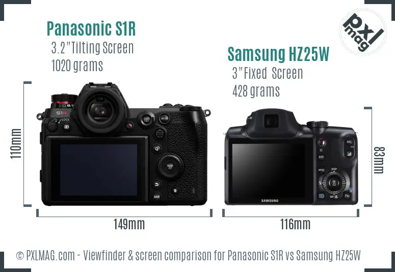 Panasonic S1R vs Samsung HZ25W Screen and Viewfinder comparison Panasonic S1R vs Samsung HZ25W Screen and Viewfinder comparison