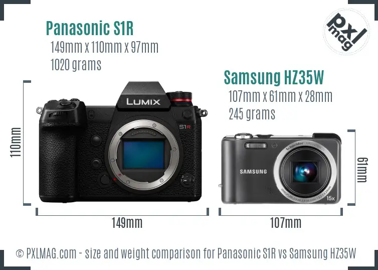 Panasonic S1R vs Samsung HZ35W size comparison