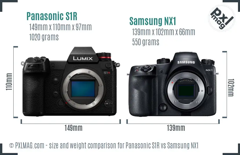 Panasonic S1R vs Samsung NX1 size comparison