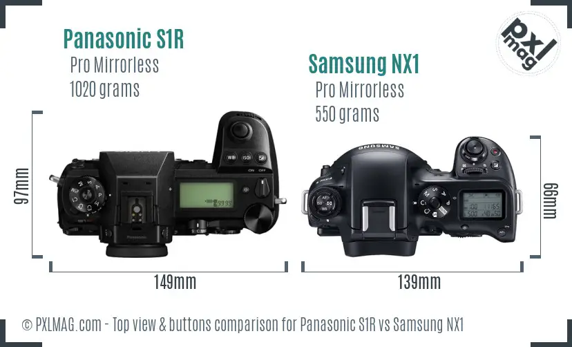 Panasonic S1R vs Samsung NX1 top view buttons comparison