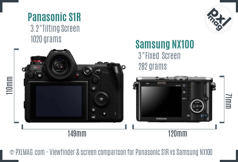 Panasonic S1R vs Samsung NX100 Screen and Viewfinder comparison
