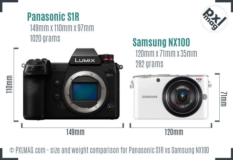 Panasonic S1R vs Samsung NX100 size comparison