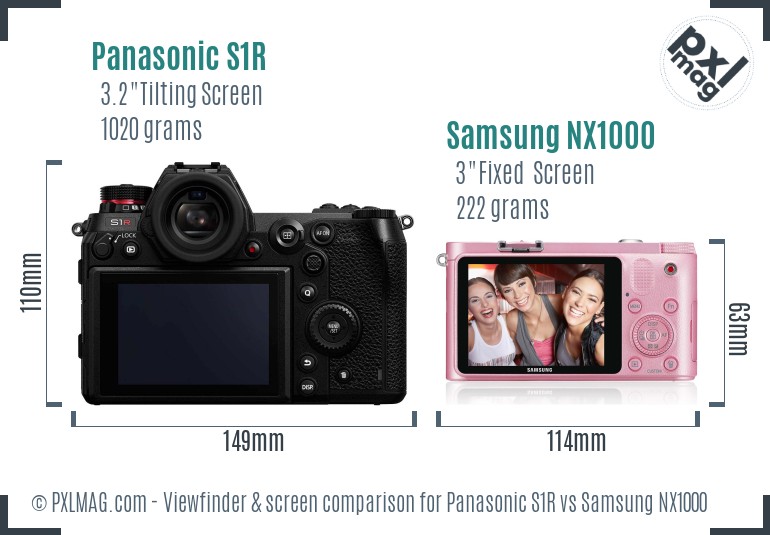 Panasonic S1R vs Samsung NX1000 Screen and Viewfinder comparison