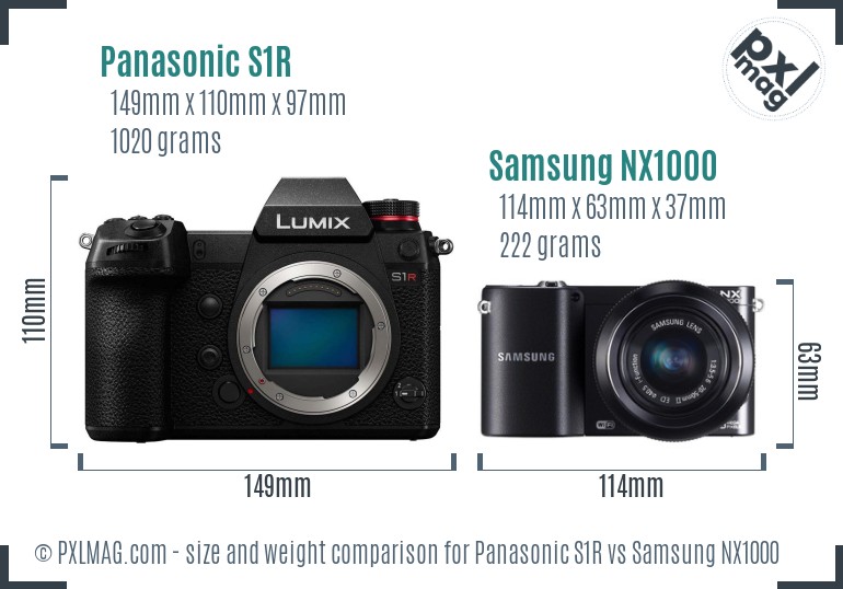 Panasonic S1R vs Samsung NX1000 size comparison Panasonic S1R vs Samsung NX1000 size comparison