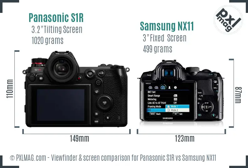 Panasonic S1R vs Samsung NX11 Screen and Viewfinder comparison