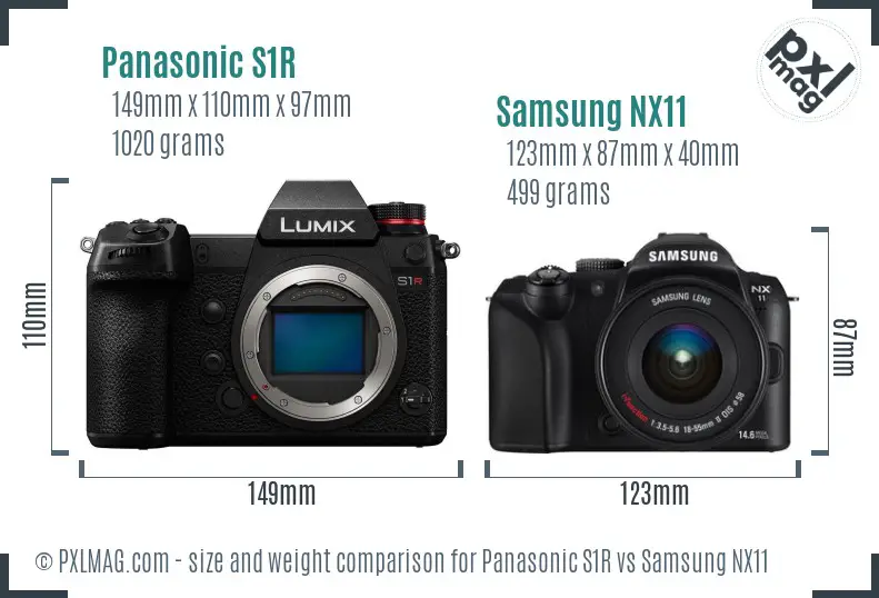 Panasonic S1R vs Samsung NX11 size comparison