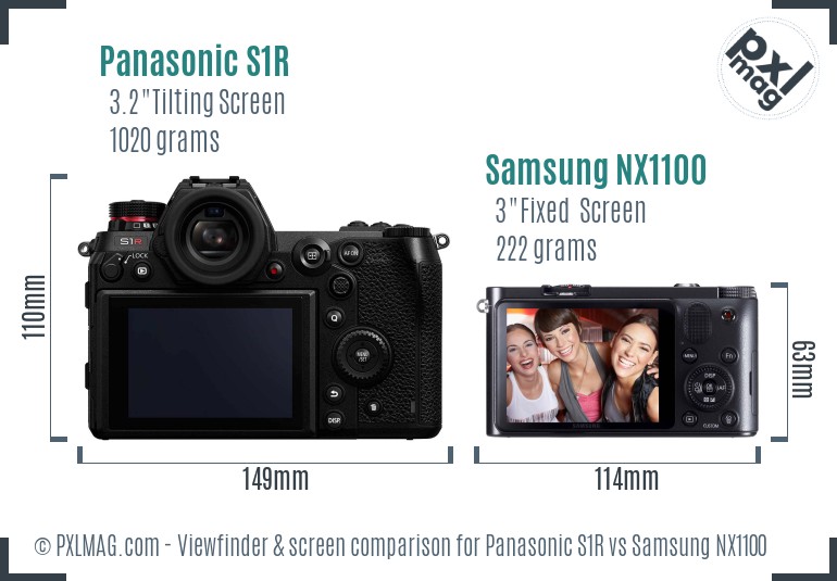 Panasonic S1R vs Samsung NX1100 Screen and Viewfinder comparison