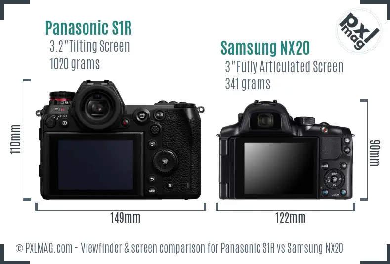 Panasonic S1R vs Samsung NX20 Screen and Viewfinder comparison