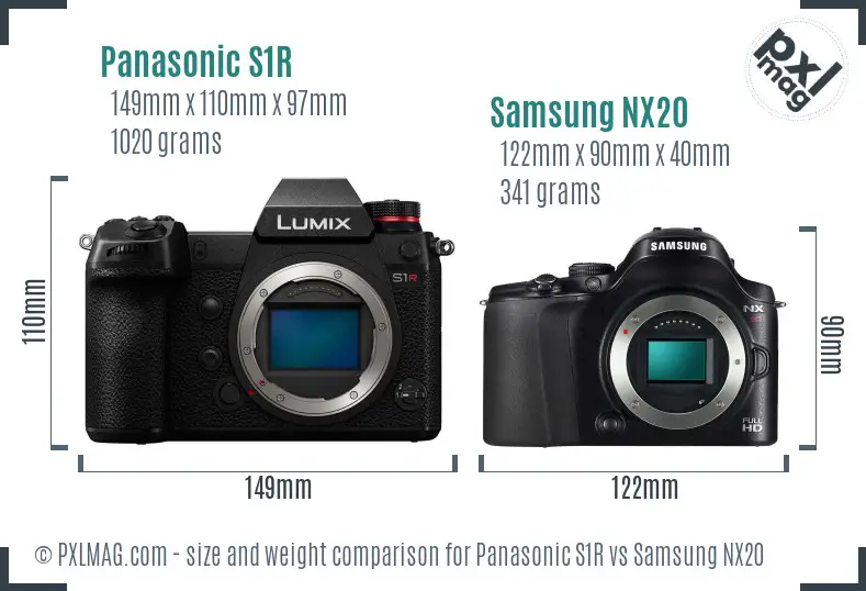 Panasonic S1R vs Samsung NX20 size comparison