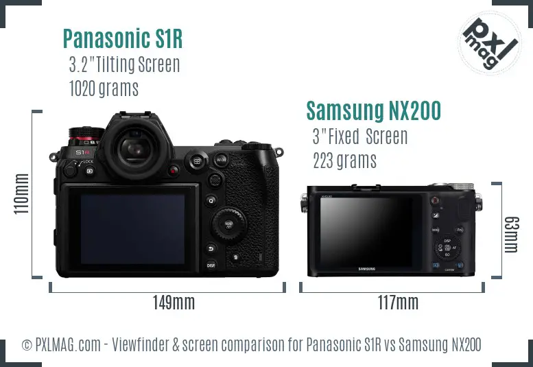 Panasonic S1R vs Samsung NX200 Screen and Viewfinder comparison