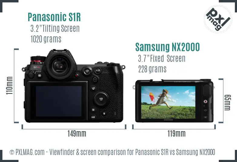 Panasonic S1R vs Samsung NX2000 Screen and Viewfinder comparison