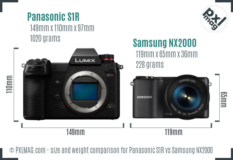 Panasonic S1R vs Samsung NX2000 size comparison