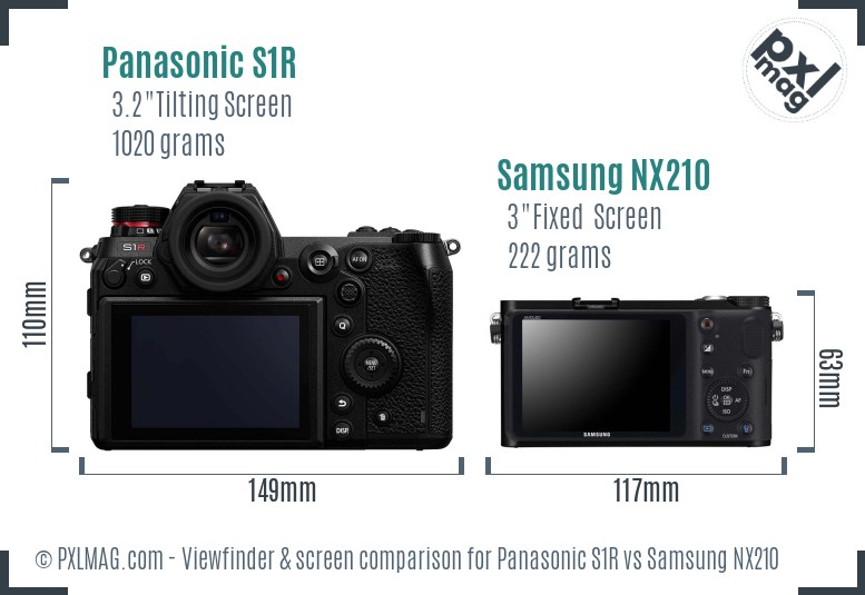 Panasonic S1R vs Samsung NX210 Screen and Viewfinder comparison