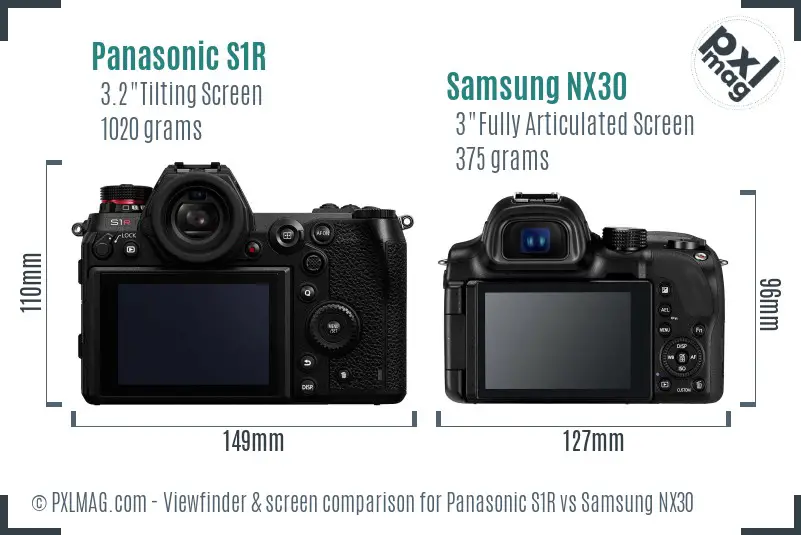 Panasonic S1R vs Samsung NX30 Screen and Viewfinder comparison