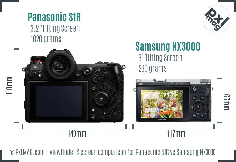 Panasonic S1R vs Samsung NX3000 Screen and Viewfinder comparison