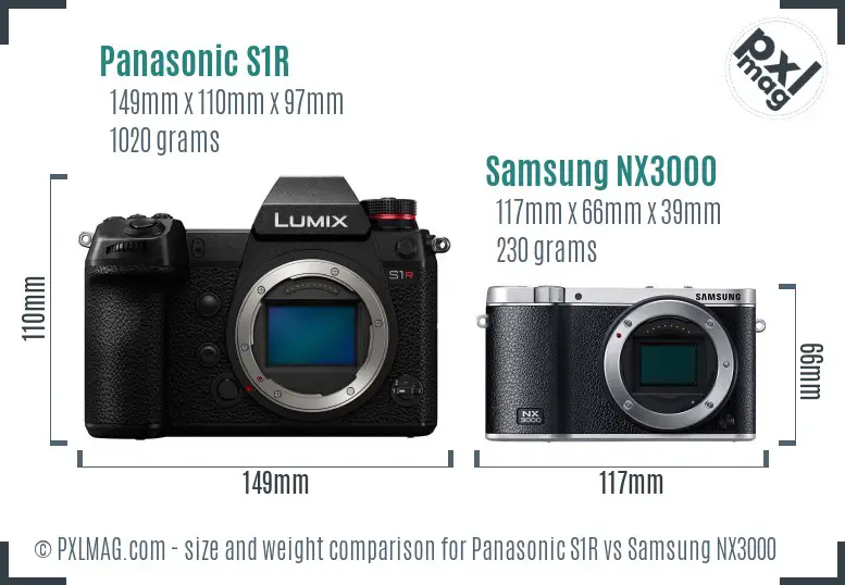 Panasonic S1R vs Samsung NX3000 size comparison