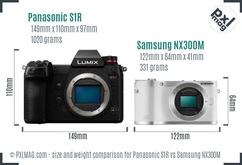 Panasonic S1R vs Samsung NX300M size comparison Panasonic S1R vs Samsung NX300M size comparison