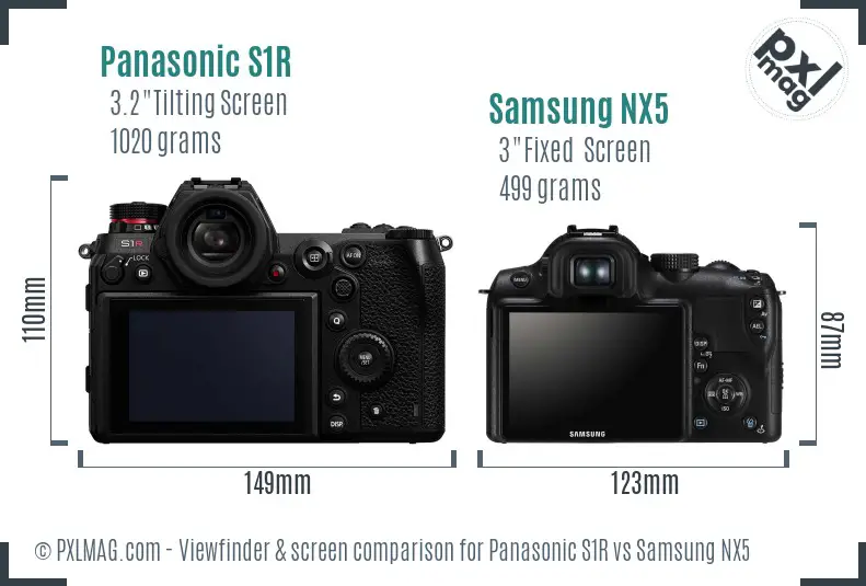 Panasonic S1R vs Samsung NX5 Screen and Viewfinder comparison