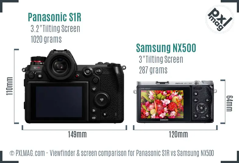 Panasonic S1R vs Samsung NX500 Screen and Viewfinder comparison Panasonic S1R vs Samsung NX500 Screen and Viewfinder comparison