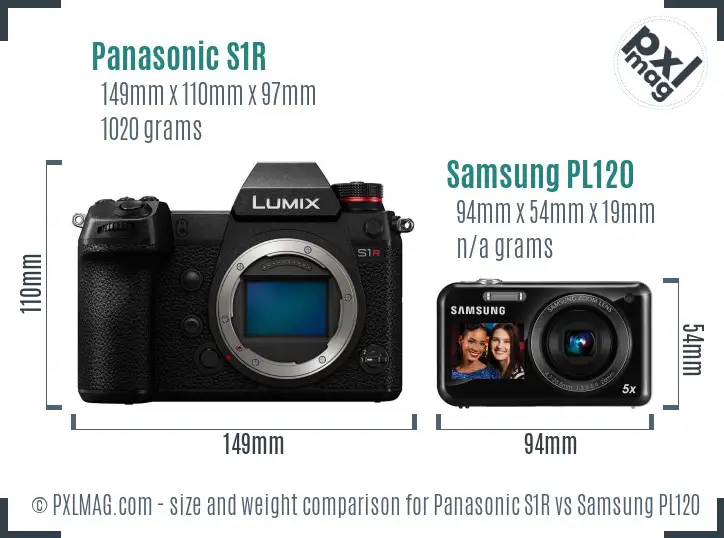 Panasonic S1R vs Samsung PL120 size comparison