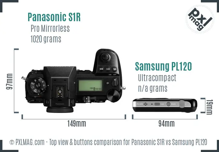 Panasonic S1R vs Samsung PL120 top view buttons comparison